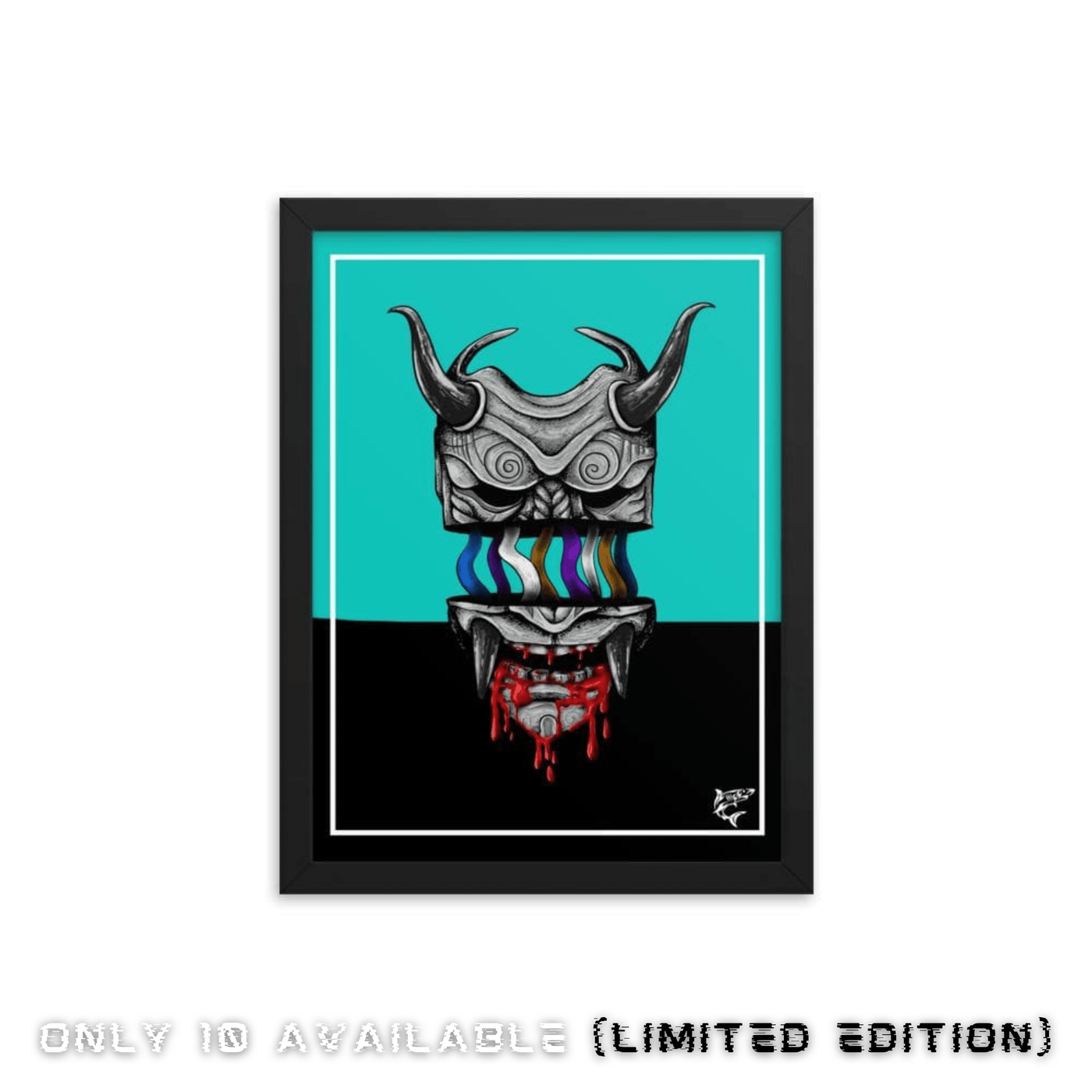 jiu jitsu gear BJJ apparel Divided Demon (Turquoise) ~ Framed Art